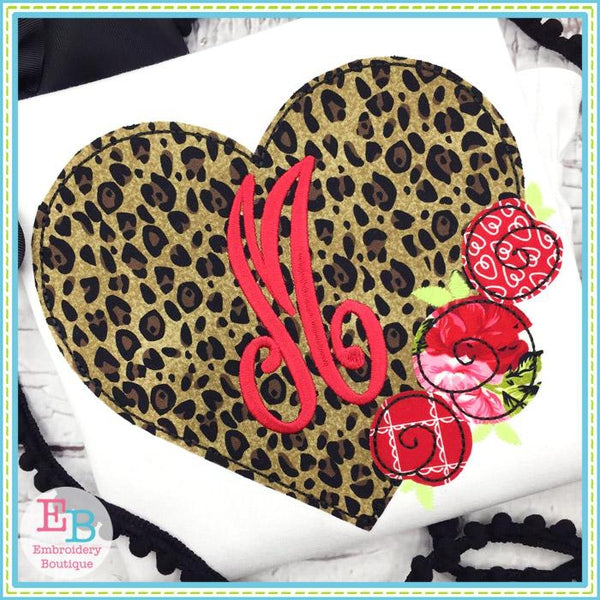 Heart Roses Bean Stitch Applique, Applique