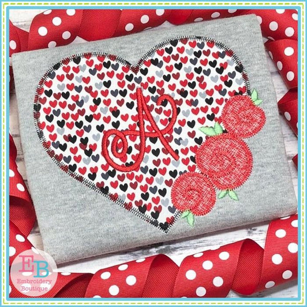 Heart Roses Zigzag Applique, Applique