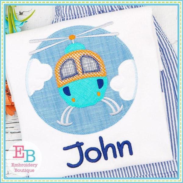 Helicopter Circle Zigzag Applique, Applique