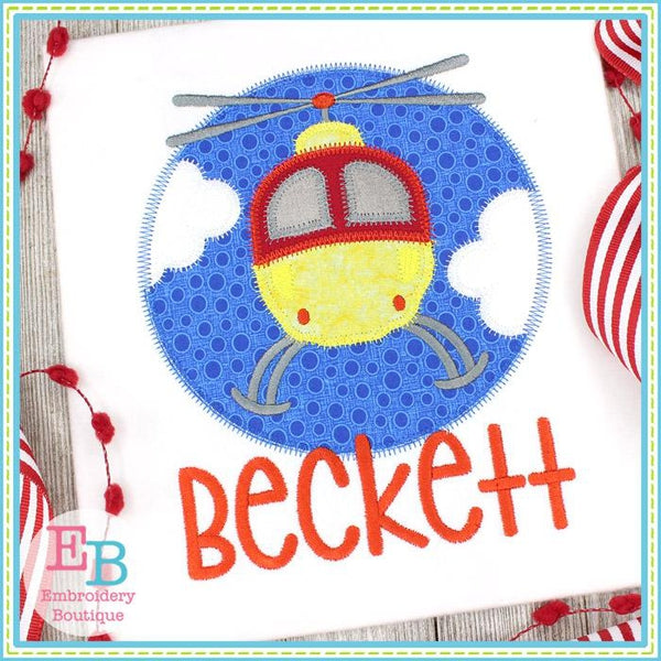 Helicopter Circle Zigzag Applique, Applique