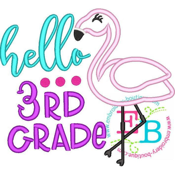 Hello Third Grade Applique, Applique