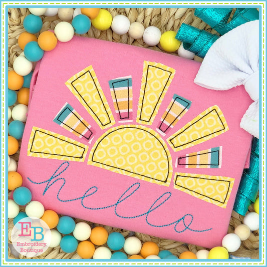 Hello Sunshine Bean Stitch Applique, Applique