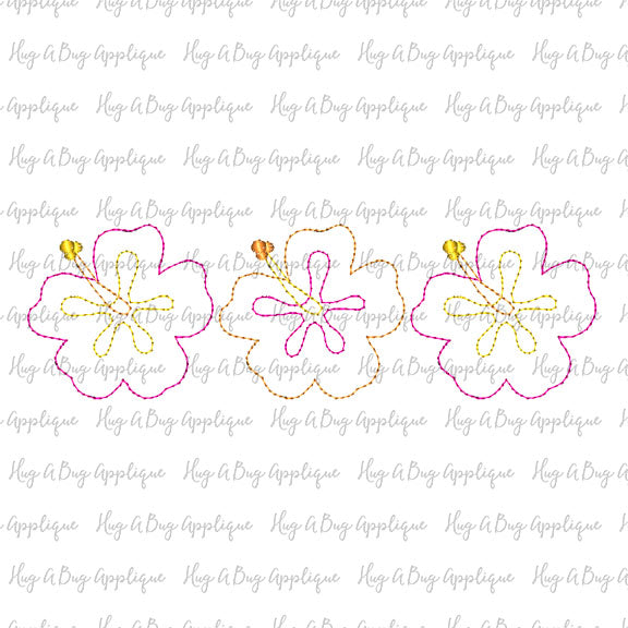Hibiscus Trio Bean Stitch Applique Design, Applique