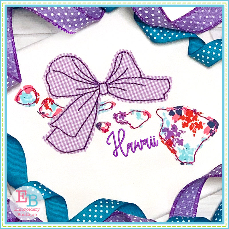 Big Bow Hawaii Bean Stitch Applique, Applique
