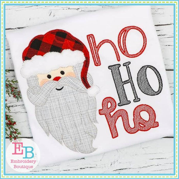 Ho Ho Ho Santa Face Applique, Applique