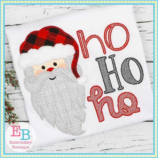 Ho Ho Ho Santa Face Applique, Applique