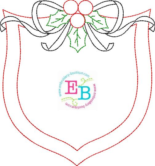 Holly Berry Shield Bean Stitch Applique, Applique