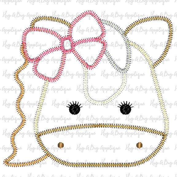 Horse Bow Zig Zag Stitch Applique Design, Applique