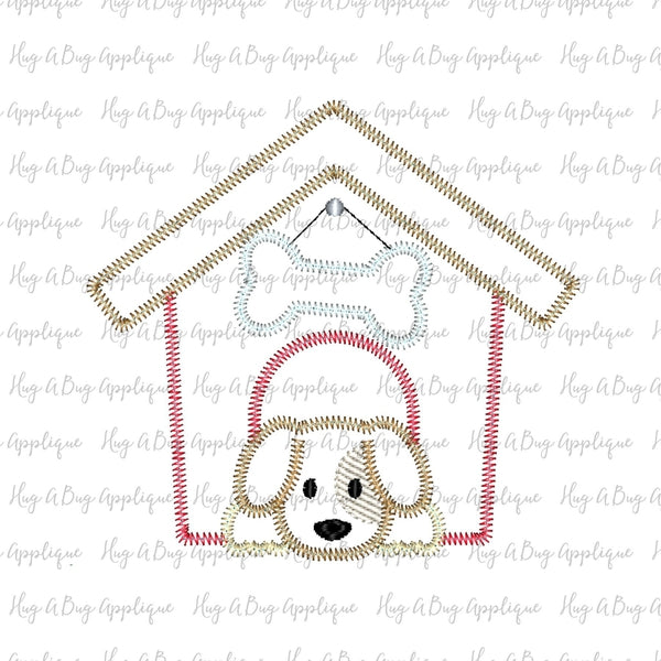 Dog House Zig Zag Stitch Applique Design, Applique
