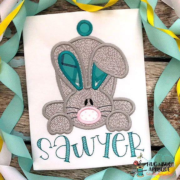 Flop Ear Bunny Satin Stitch Applique Design, Applique