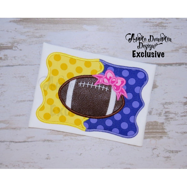 Football with Bow House Divided Applique Design, applique