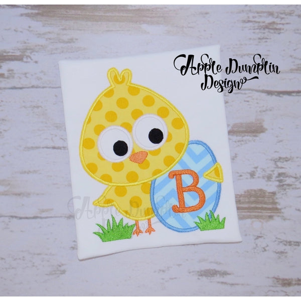 Easter Chick with Egg Applique Design, applique