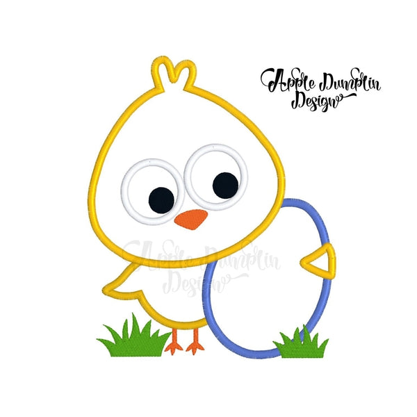 Easter Chick with Egg Applique Design, applique