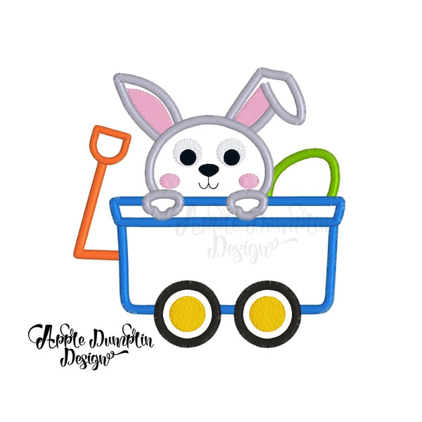 Bunny in Wagon Applique, applique