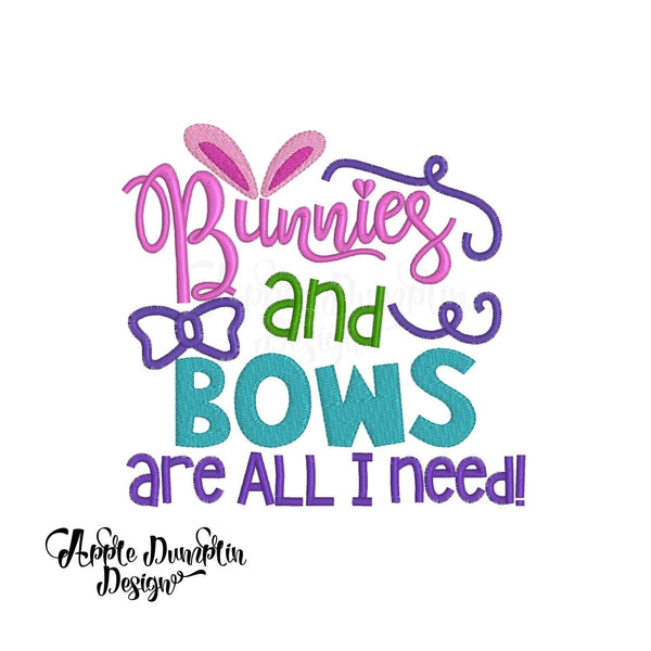 Bunnies and Bows are All I Need Applique Design, applique