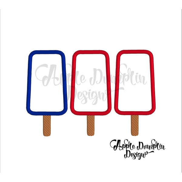 4th of July Popsicle Trio Applique Design, applique
