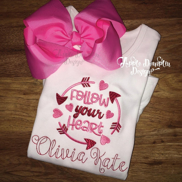 Follow Your Heart Arrow Circle Embroidery Design, embroidery