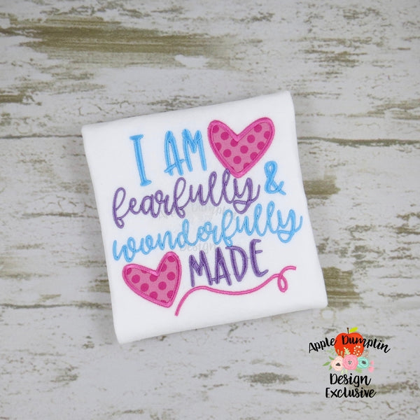 I am Fearfully and Wonderfully Made Applique Design, applique