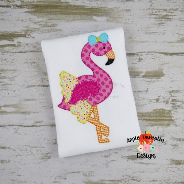 Flamingo with Tutu, Blanket Stitch, Applique Design, applique
