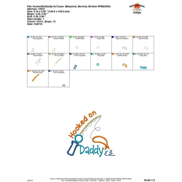 Hooked on Daddy Applique Design, applique