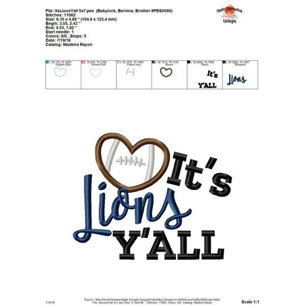 It's Lions Y'all Applique Design, applique