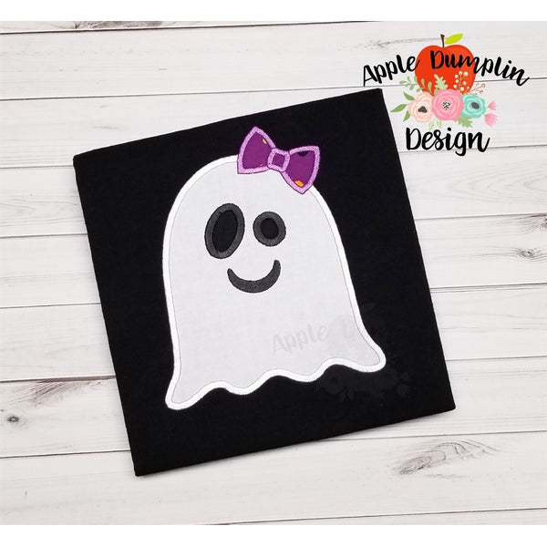 Ghost with Bow Applique Design, applique