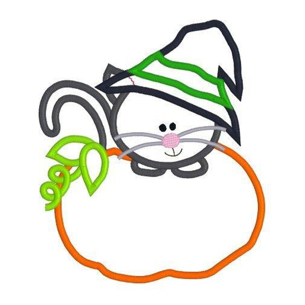 Cat in Pumpkin Applique Design, applique