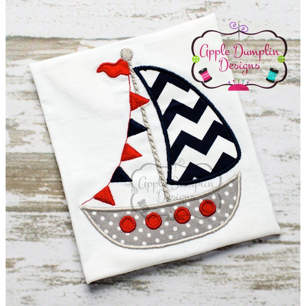 Flag Sailboat Applique Design, applique