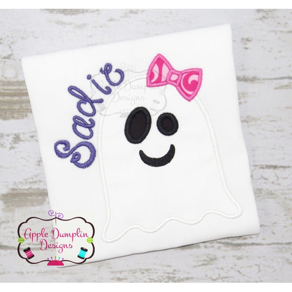 Ghost with Bow Applique Design, applique