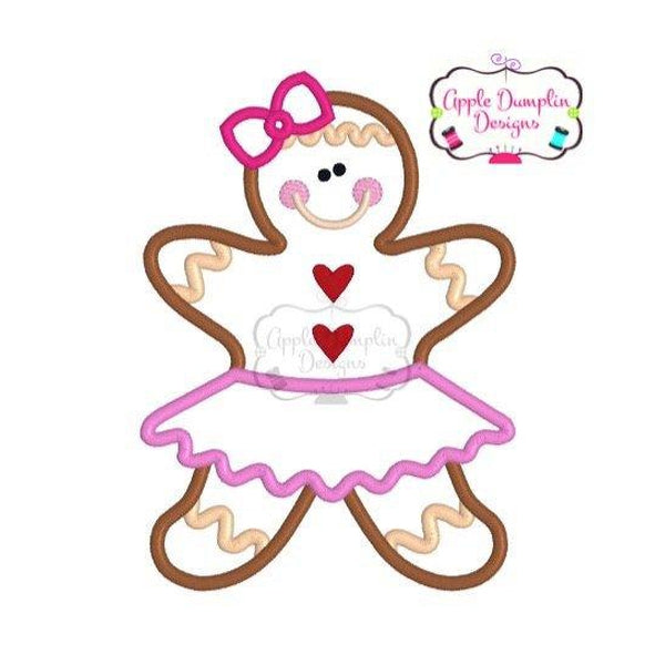Gingerbread in Tutu Applique Design, applique