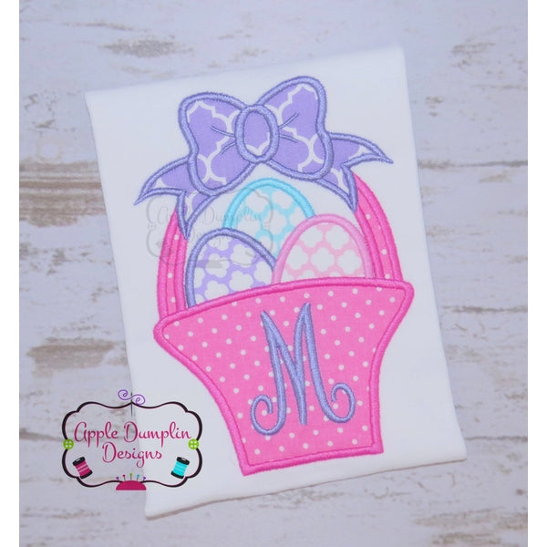 Easter Basket with Bow Applique Design, applique