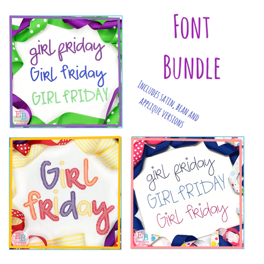 Girl Friday Font Bundle, Embroidery Font