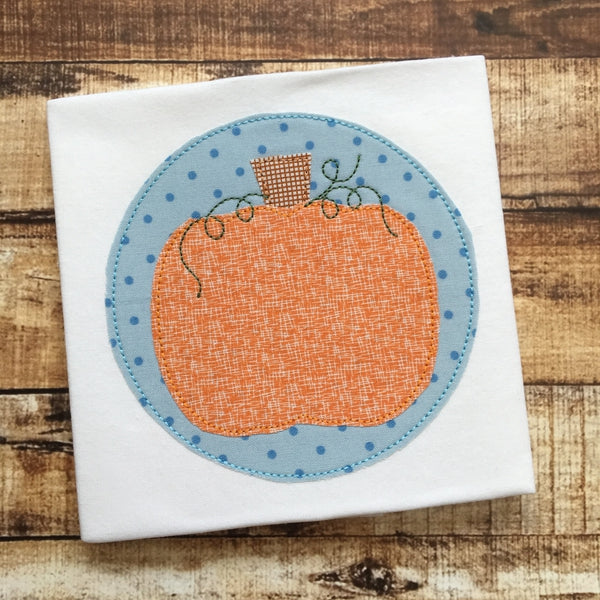 Pumpkin Circle Bean Stitch Applique Design, Applique