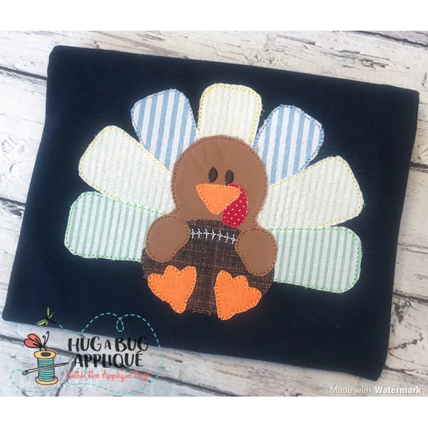 Turkey Football Bean Stitch Applique Design, Applique