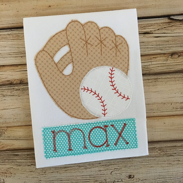 Glove Baseball Bean Stitch Applique Design, Applique