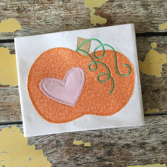 Pumpkin Heart Blanket Stitch Applique Design, Applique