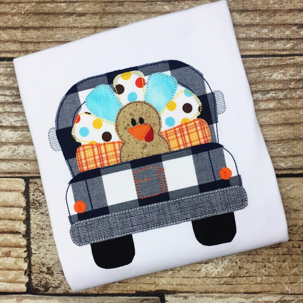 Turkey Truck Bean Stitch Applique Design, Applique