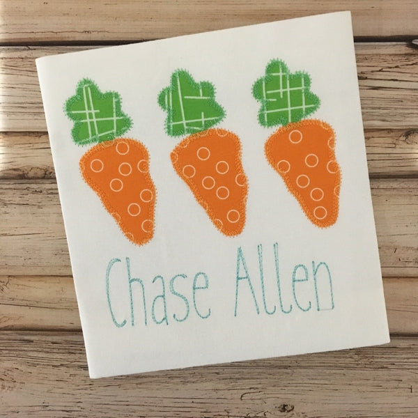 Carrot Trio Zig Zag Stitch Applique Design, Applique