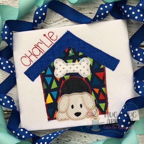 Dog House Zig Zag Stitch Applique Design, Applique