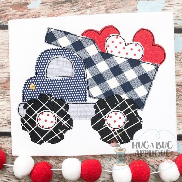 Dump Truck Hearts Bean Stitch Applique Design, Applique