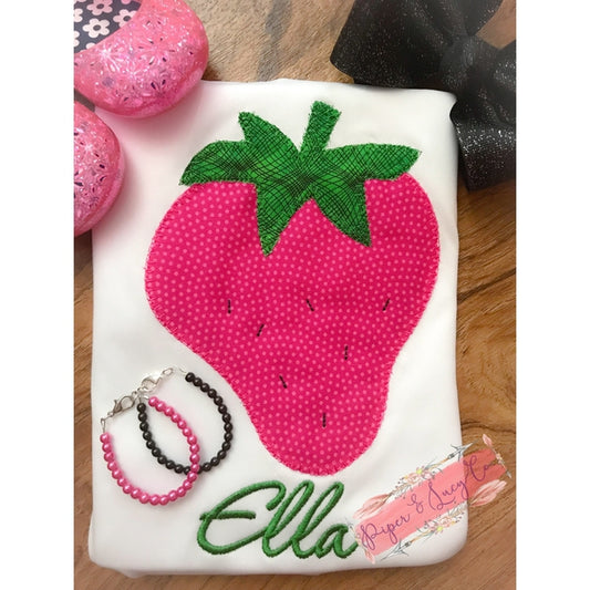 Strawberry Blanket Stitch Applique Design, Applique