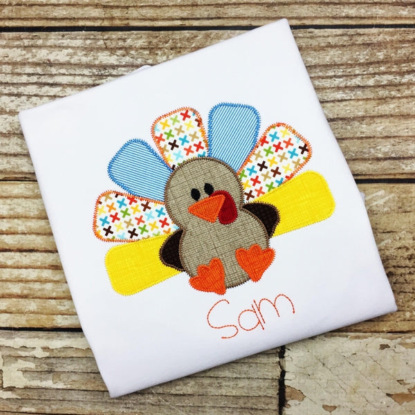 Cute Turkey Zig Zag Stitch Applique Design, Applique