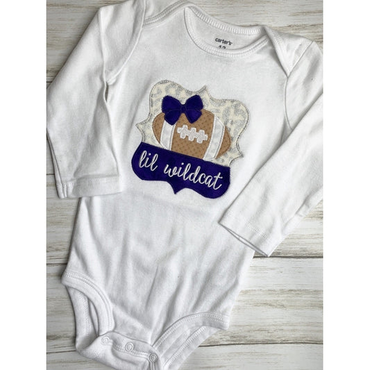 Football Bow Frame Zig Zag Stitch Applique Design, Applique