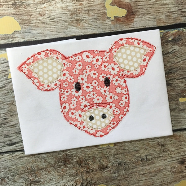 Pig Bean Stitch Applique Design, Applique