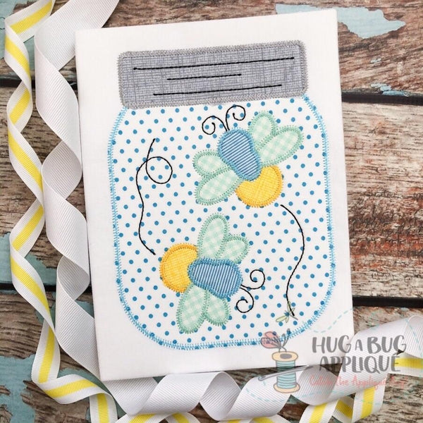 Lightning Bug Jar Zig Zag Stitch Applique Design, Applique