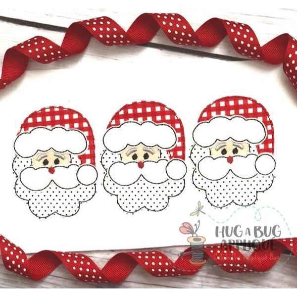 Santa Trio Bean Stitch Applique Design, Applique