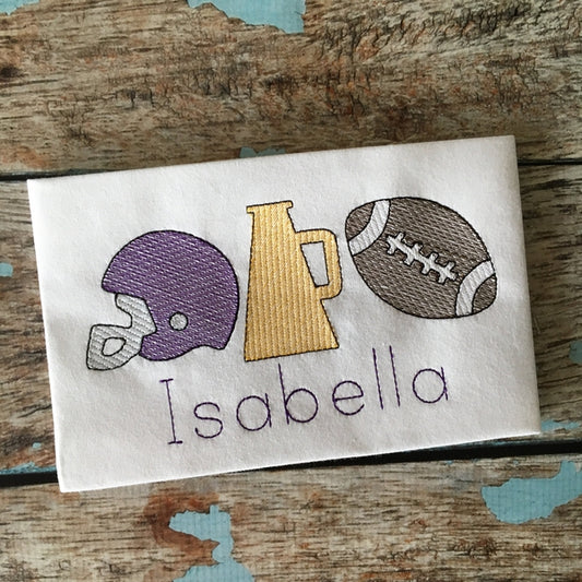 Helmet Megaphone Ball Trio Sketch Embroidery Design, Embroidery