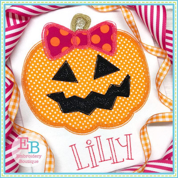 Jackolantern Bow Scribble Applique, Applique