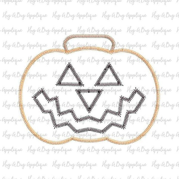 Jackolantern Zig Zag Stitch Applique Design, Applique