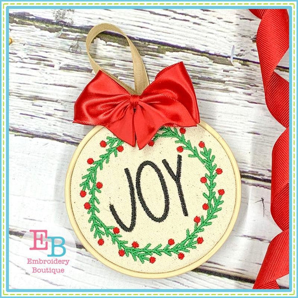 Joy Wreath Embroidery Design, Embroidery
